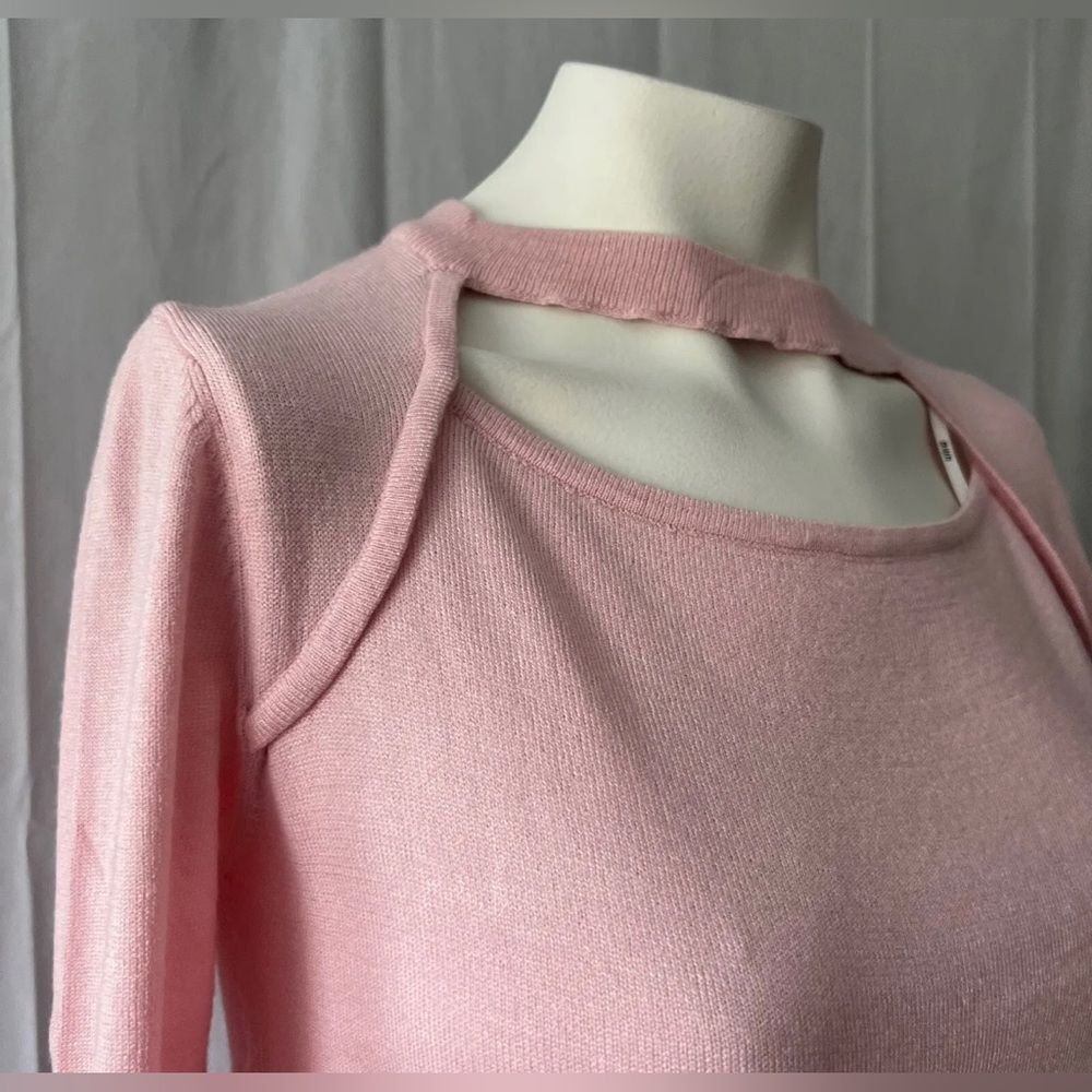 UNIQ New Women's Pink Sweater Crew Neck Long Sleeve Top Stretchy - Picture 5 of 5